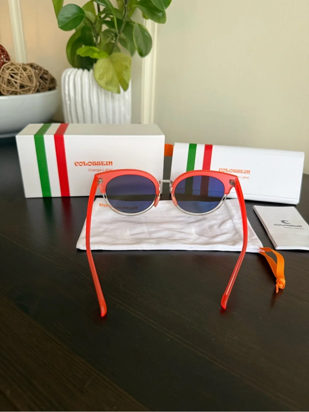 Colosseum Orange/Red Frame Yellow Mirrored Lenses Sunglasses